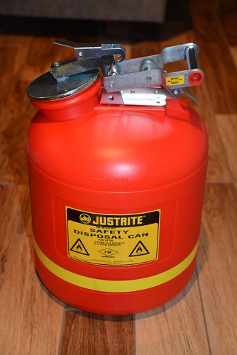 JUSTRITE 14756 5 GALLON NON-METALLIC BODY STAINLESS FITTINGS SAFETY DISPOSAL CAN