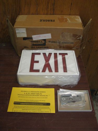 New Hubbell LED1-EM-RWW 120/277V Freedom Series LED Exit Sign Red Letters