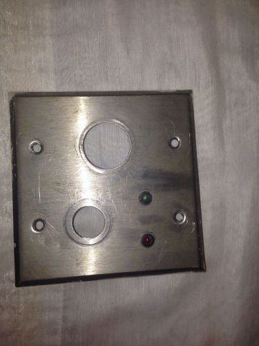 ALARM CONTROLS VINTAGE DOUBLE GANG D HOLE 2 LED STAINLESS STEEL KEYSWITCH PLATE