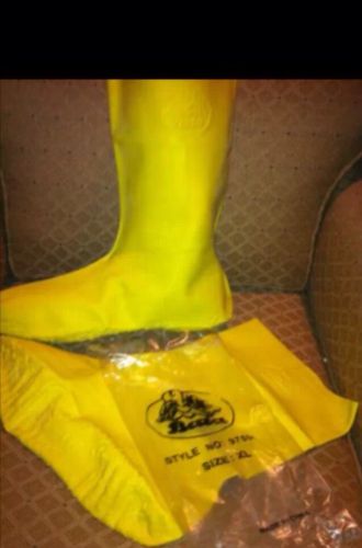 5 pr.heavy weight hazmat yellow latex boot cover shoes w/textured soles xl new for sale