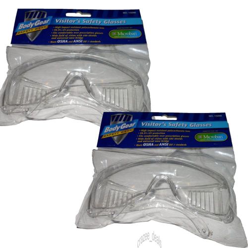 Lot of 2 pair body gear visitors safety glasses w/side shields new for sale