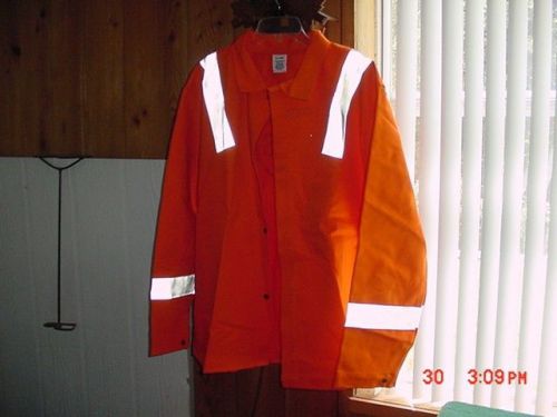 Indura flame resistant protective coat jacket orange reflective strips 2x uss for sale