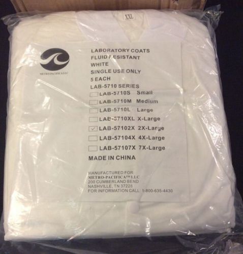 Metro-Pacific 2XL White Men&#039;s Long Lab Coat w/ Button 57102X * New * Make Offer