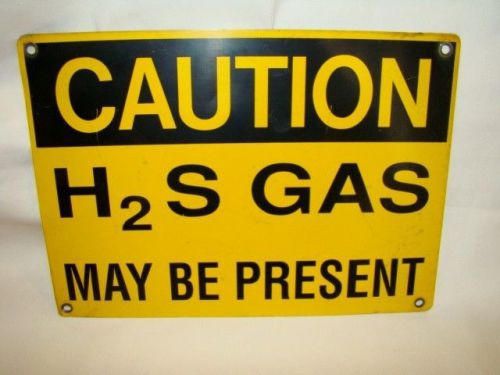 Vintage Warning Sign, &#039;CAUTION H2S GAS&#039; Hydrogen Sulfide STEEL SIGN