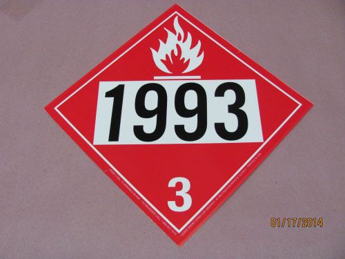 8 1993 Flammable Combustible Liquid Placard Cardboard Sign HM206 Class3 DOT96758