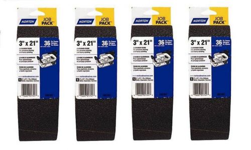 20 Norton 3&#034; X 21&#034; Aluminum Oxide Sanding Belts Belt Sander Extra Coarse 36 Grit