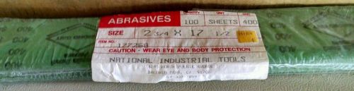 Lot 100 Sheets Abrasives 2-3/4&#034; x 17-&#034; 1/2&#034; Grit 400-Ships in 1 Day