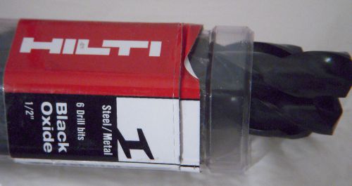 6 New Hilti 1/2&#034; X 6.5&#034; HSS Black Oxide Drill Bits #410605