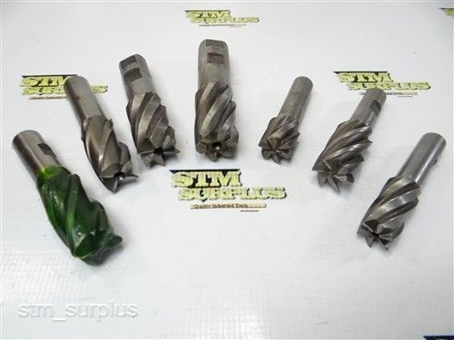 Nice lot of 7 hss single ended end mills 1&#034; to 1-1/2&#034; putnam for sale
