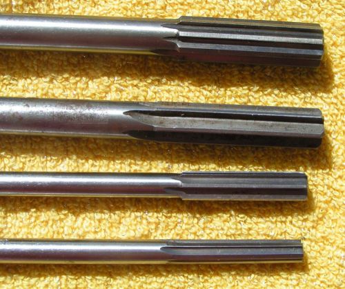 LOT OF 4 TAPERED TANG REAMERS 3 ALVORD POLK TOOL CO.  &amp; 1 NATIONAL DETRIOT USED