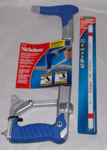 Nicholson Cushion Grip High Tension Hacksaw &amp; Blades w/ 10 Pk of Blades 80965BW