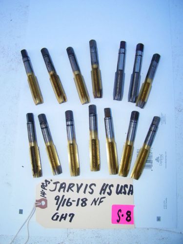 LOT OF -14-PCS, JARVIS 9/16-18NF, HAND TAP, TIN COATED, AIRCRAFT -GH7,, USA