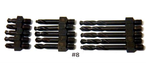 15 Piece #8,  1/4-28 Threaded Drill Bit Lot - New - USA Made
