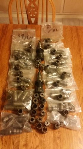 CAT 40 Toolholders Lot of 2 WITH 100 + COLLETS WITH 20 DIFFERENT SIZES