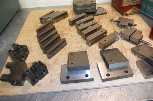 PILE OF PRECISION VISE OR JIG PARTS STEEL V GROOVE PLATES PARTS AND PIECES