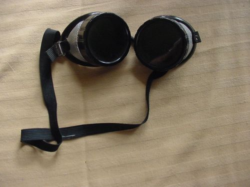 Nos vintage steampunk black bakelite motorcycle safety glasses welding goggles for sale