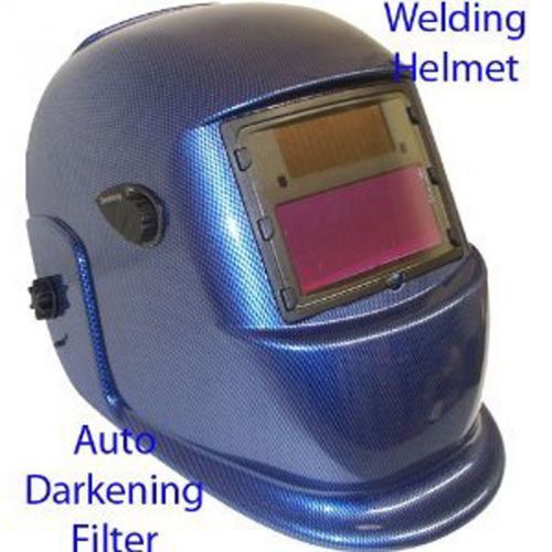 Blue New welder Solar Auto Darkening Welding Helmet hood Carbon Fiber Blue