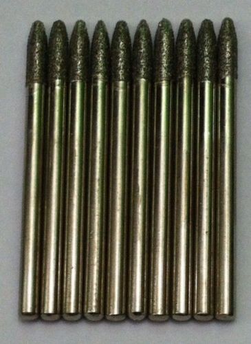 Bag of 10 diamond bits mounted points 1/8&#034; bullet fit dremel for glass and tile for sale