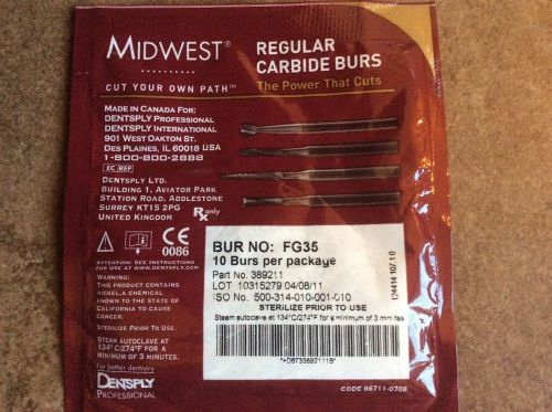 DENTSPLY / MIDWEST CARBIDE BURS # 35 FG - Pack of 10 BURS