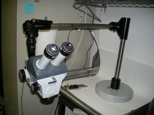 Zeiss (seiss) stereo microscope 4750 52-9901 with u arm, 2x ocular zeiss   l57 for sale