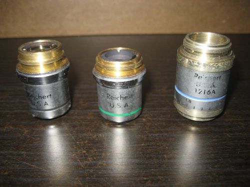 Lot of 3 Reichert Microscope Objectives USED