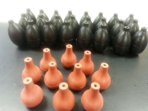 24 black pipettte bulbs, 10 red smaller ones