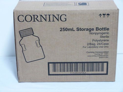 NEW Corning 250mL Sterile Plastic Polystyrene Storage Bottle Plug Seal Cap Case