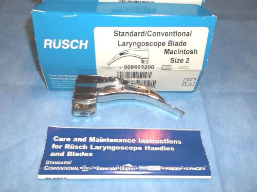 Rusch Laryngoscope Mac Size 2 Blade Std/Conv 4&#034; 008602200 NEW in BOX w Instrctns