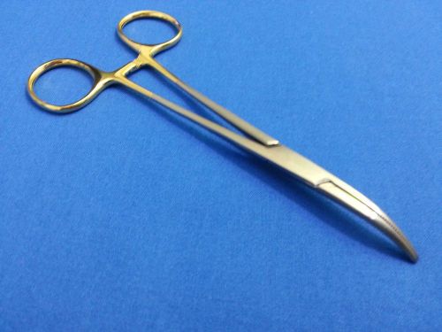 3 O.R GRADE KELLY HEMOSTAT LOCKING SURGICAL FORCEP 5.5&#034; CURVED WITH GOLD HANDLE