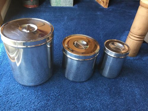 3 Vollrath Stainless Steel 8808, 8804, 8802 - Medical Dressing nesting Canisters