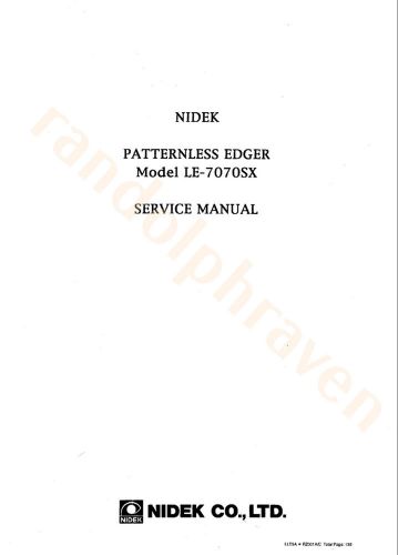 Nidek LE 7070 Technical Service Manual, Parts List + EXTRAS in .pdf   FREE SHIP