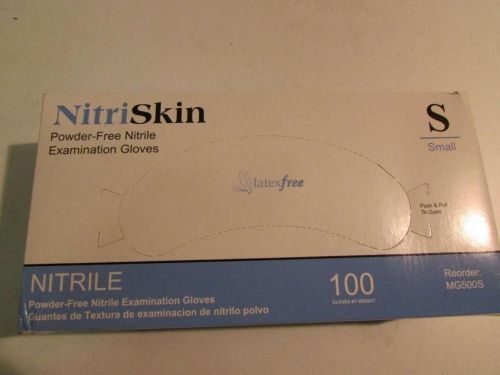 Lot of (10) Nitri Skin MG500S Nitrile Glove Small PF Blue 100PK