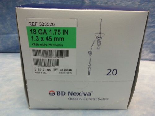 BD Nexiva Closed IV 18G 1.75 in New In Date Box of 20 REF 383520