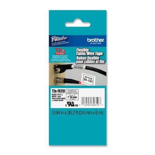 Brother Printer TZeFX251 Laminated Flexible ID Black on White 1 in Tape