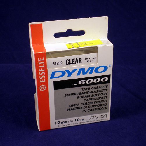 DYMO 61210 Clear D2 Label Tape Cassette 1/2&#034; x 32&#039; (12mm x 10m) 6000 9000 &amp; PC10