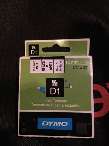 Genuine Dymo D1 45013 12mm x 7M Label Cassette Tape (Black on White) Free Uk