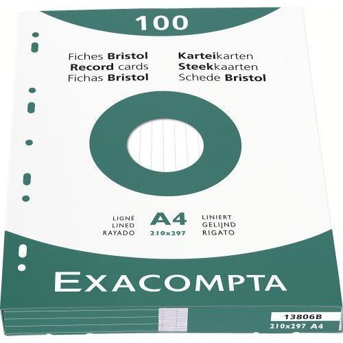 Brause 13806B Filing Cards Lined A4 Pack of 100 White