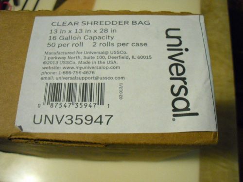 New Universal Recycled/Recyclable 3-Ply Shredder Bags, 13w x 13d x 28h UNV35947
