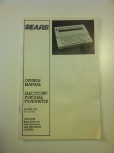 Sears Electronic Portable Typewriter - Owners Manual - Model No. 871.53002650