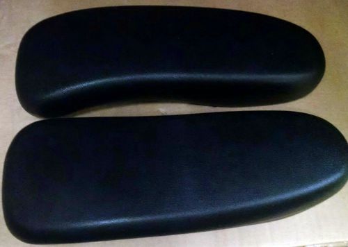 NEW OEM Herman Miller Aeron Chair Vinyl Arm Cushion Pads  Black Pair + screws