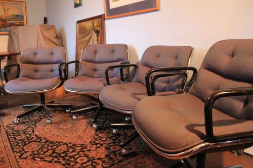 Set of 4 vintage mcm original knoll nyc charles pollock executive chairs cool!! for sale