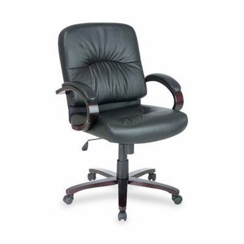 Lorell Managerial Mid-Back Chair,26-1/2&#034;x28-3/4&#034;x42-1/4&#034;,MY/BK Lthr (LLR60339)