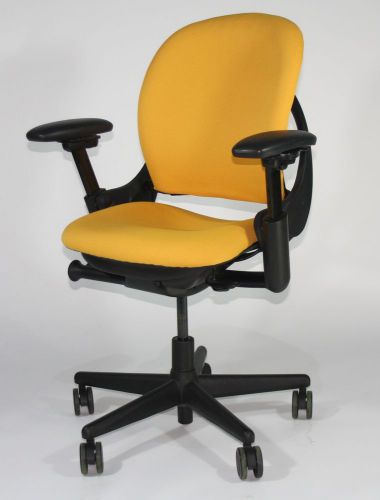 Steelcase Leap V1 Chair New Camira Yellow Fabric ( Non Sliding Seat)