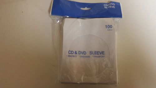 100 Count White CD DVD Paper Sleeve Envelope Window Flap  FREE SHIPPING