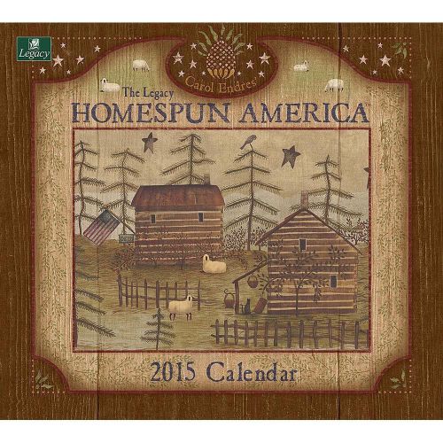 Legacy HOMESPUN AMERICA 2015 Wall Calendar Carol Endres Folk Art Cat Bird Fish