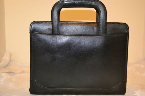 Vintage black leather franklin quest classic planner-zipper around-carry handles for sale