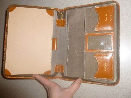 Vintage Cowhide Leather Planner Organizer Zip Around Brown