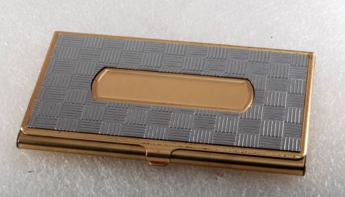 Gold plated metal &amp; silver grid pattern design top business/credit card holder for sale