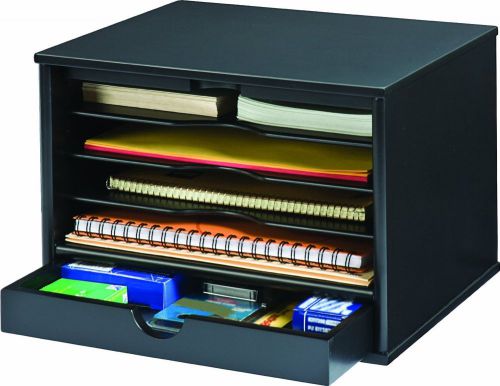 Home office 4-shelf desktop stationery storage organizer rack holder w/ drawer for sale