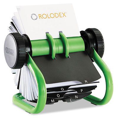 Open rotary card file holds 200 2 5/8&#034; x 4&#034;, green for sale
